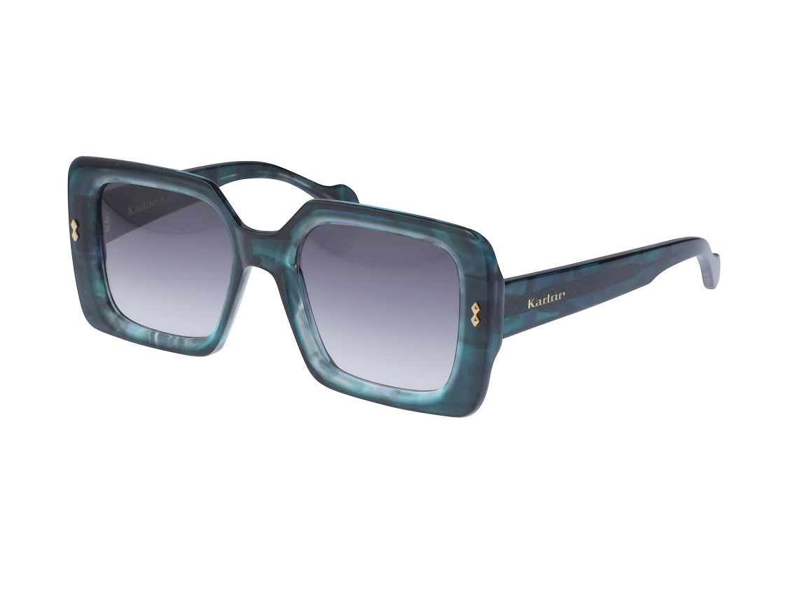 Kador Teal Kate Glamour Gold Marbled Oversized Square Sunglasses