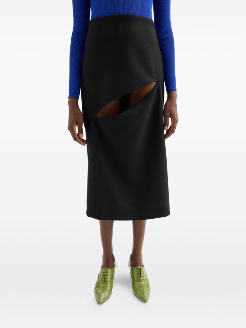 Jil Sander High-Waisted Midi Skirt With Diagonal Cut-Out