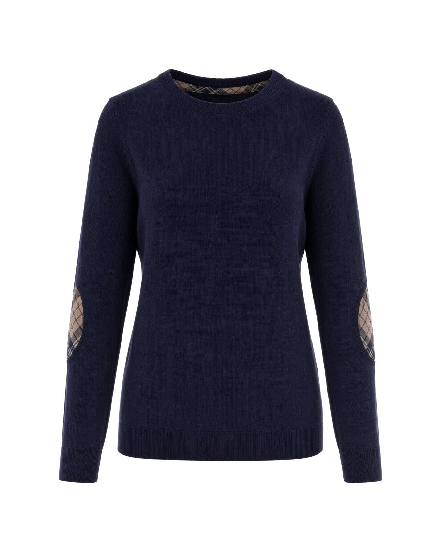 Barbour Olive Green Tartan Detail Wool-Blend Sweater