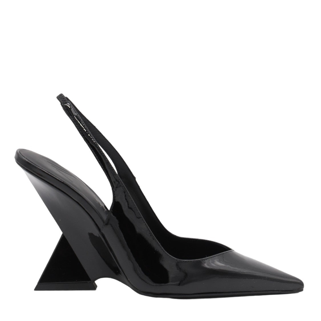 The Attico Patent Leather Slingback Pump With Geometric Wedge Heel