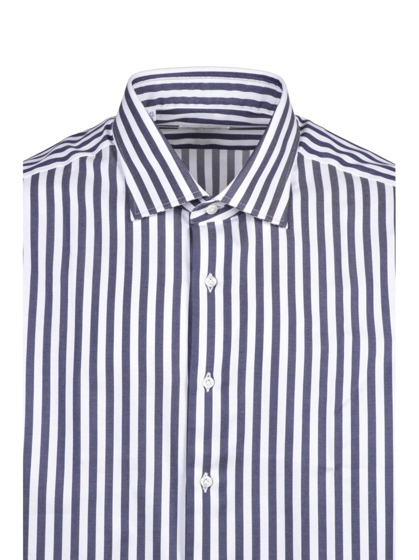 Alessandro Gherardi White/Blue Striped Cotton Shirt