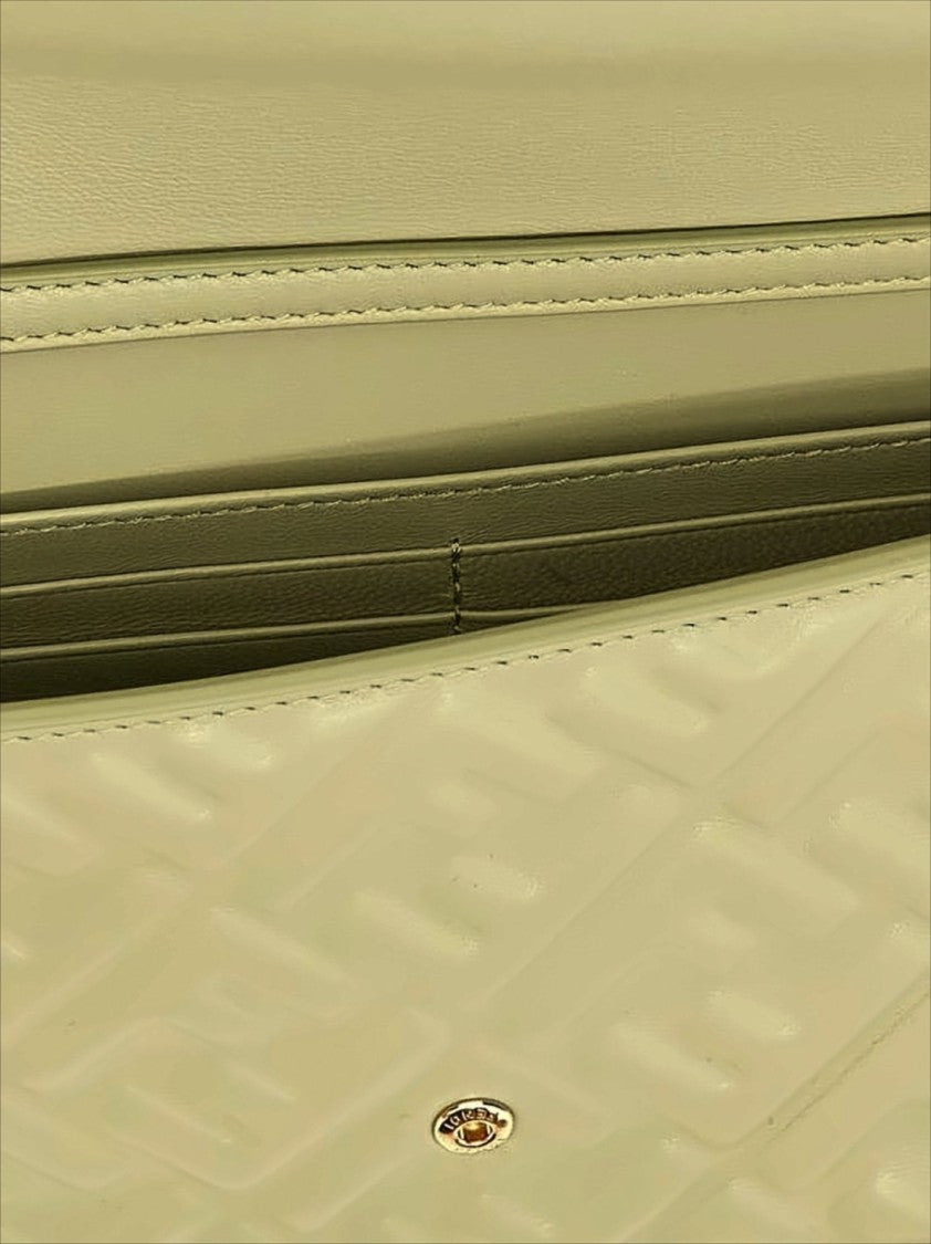 Fendi Structured Lambskin Shoulder Bag With Geometric Embossing