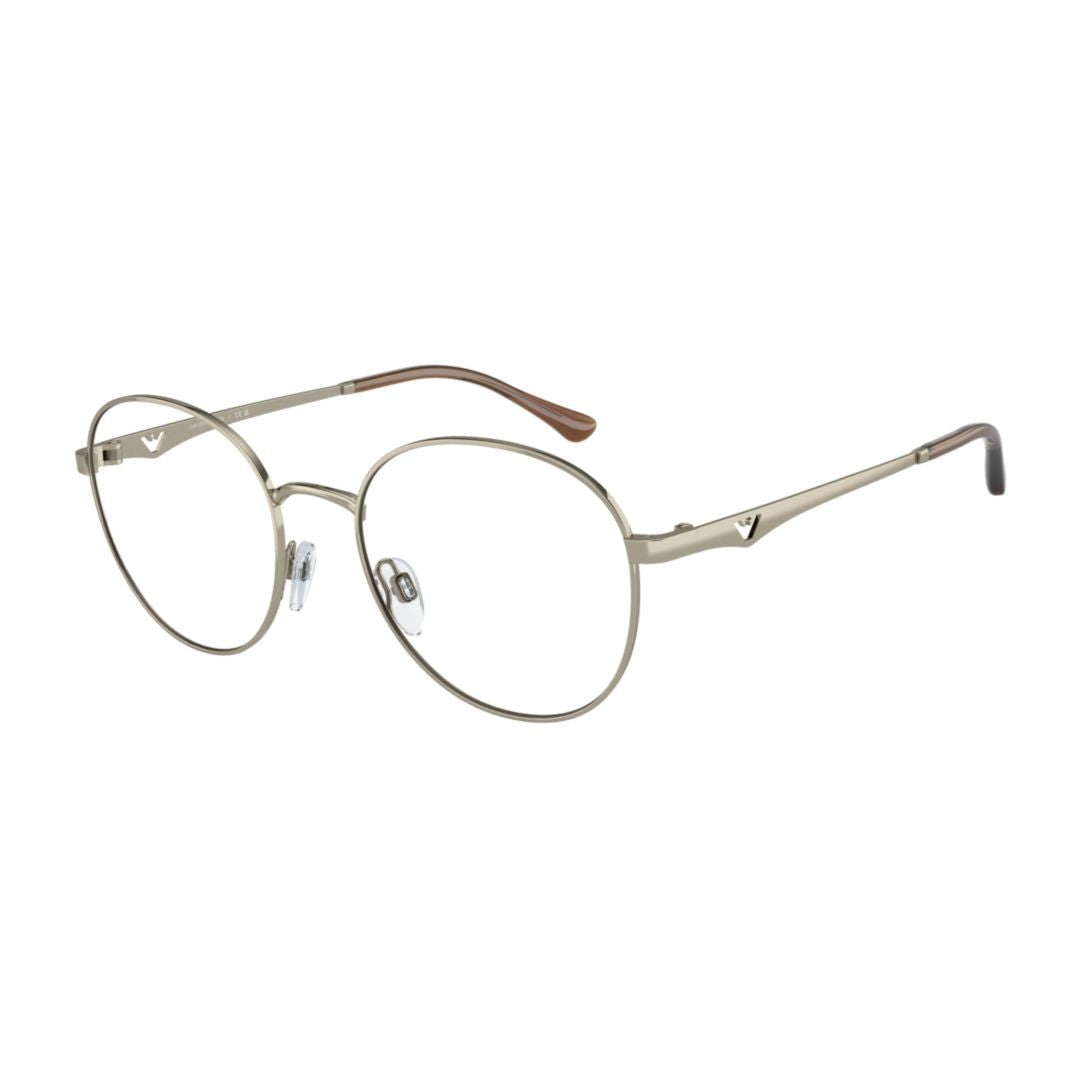 Emporio Armani 1144 Vista Rounded Frame Eyeglasses With Thin Metallic Finish