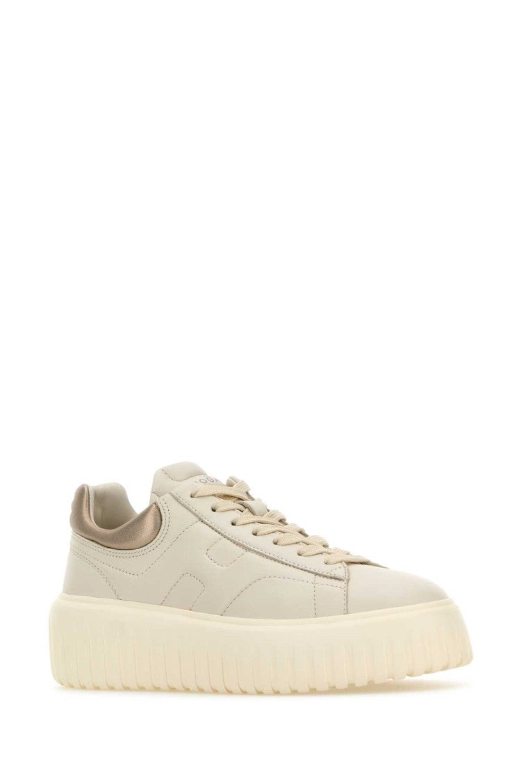 Hogan Ivory Nappa Leather H-Stripes Sneakers