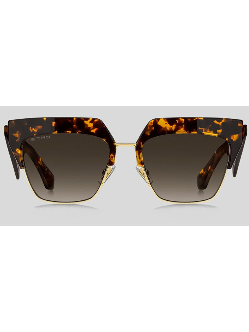 Etro Angular Tortoiseshell Sunglasses With Metallic Accents