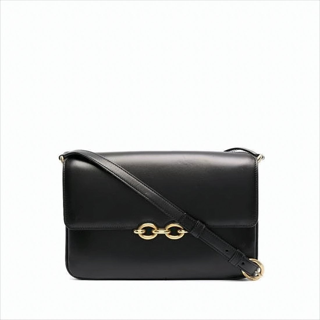 Saint Laurent Structured Black Calf Leather Shoulder Bag