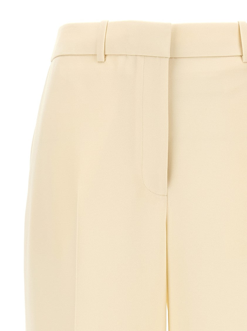 Tory Burch Cropped Crepe Trousers With Contrasting Hem