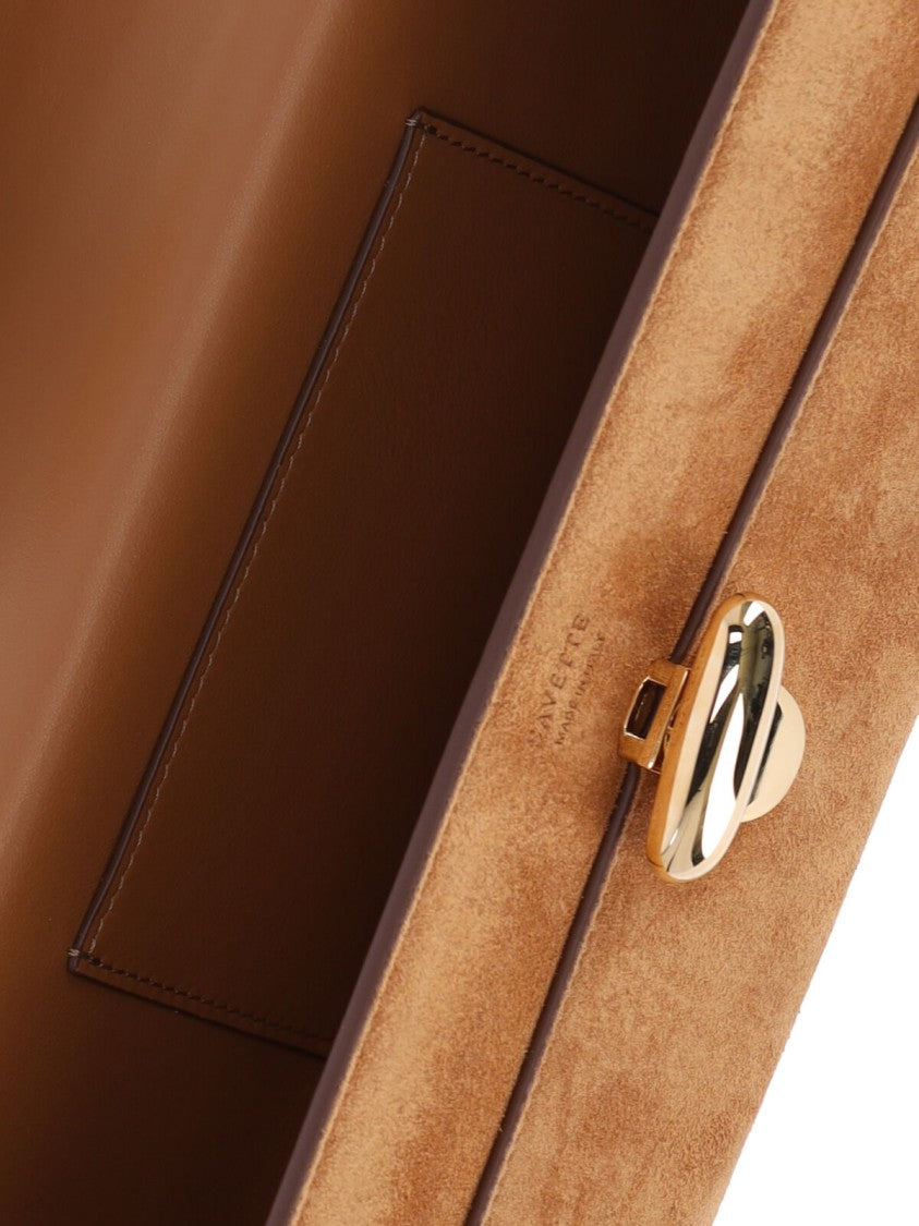Savette Brown Symmetry Slim Suede Clutch