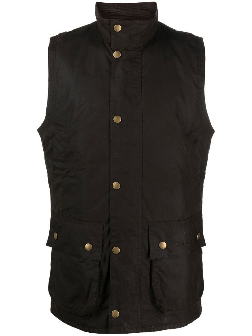 Barbour High-Collared Sleeveless Utility Jacket In Sturdy Cotton