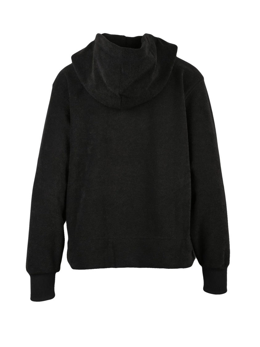 Colmar Originals Sponge-Textured Black Sweatshirt With Hood And Front Zipper