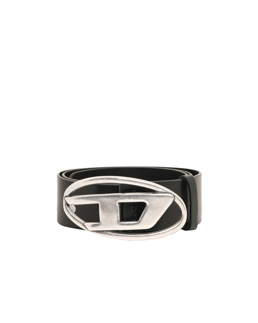 Diesel Soft Leather Belt With Oval Logo Buckle