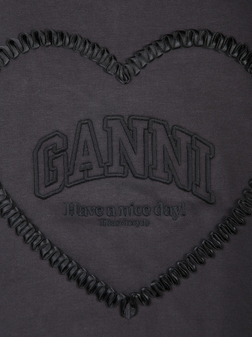 Ganni Black Heart Logo T-Shirt