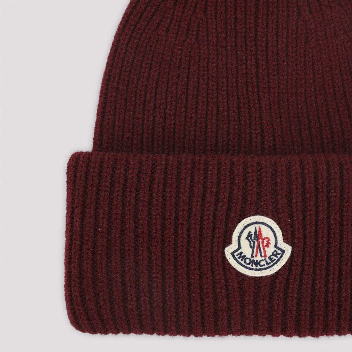 Moncler Ribbed Burgundy Virgin Wool Hat