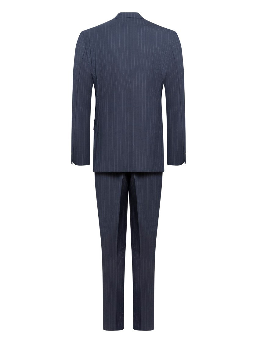 Franzese Collection Double-Breasted Blazer With One-Pleat Trousers In Pinstripe