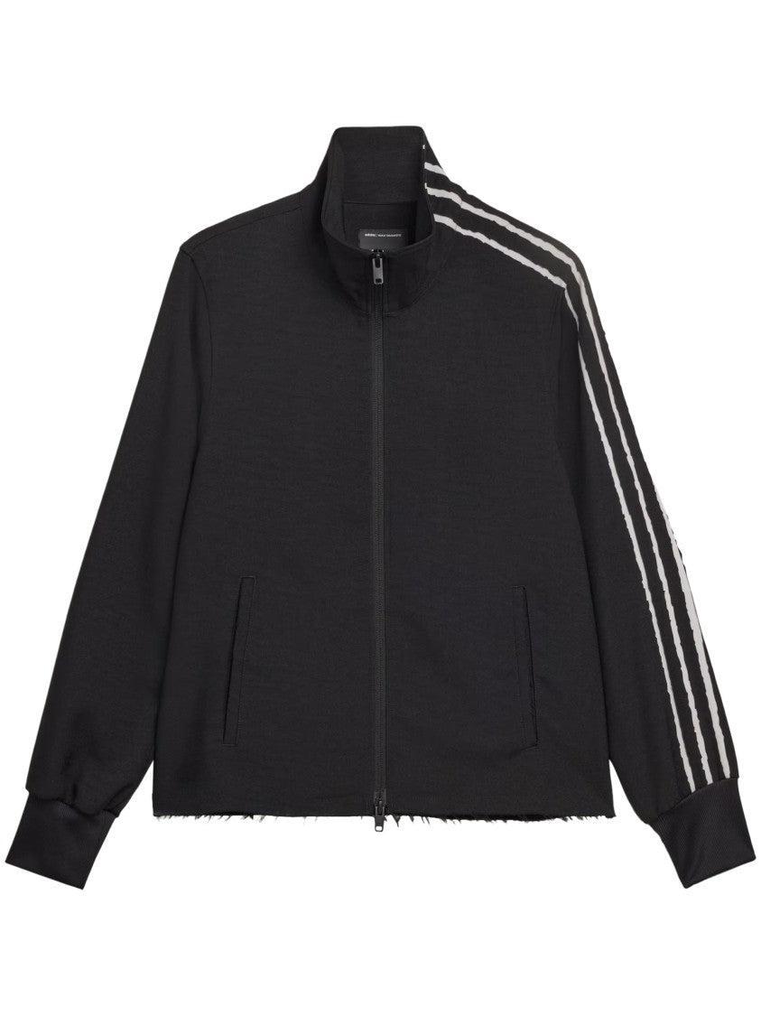 Y-3 High Collar Front-Zipper Sweatshirt With Striped Detail