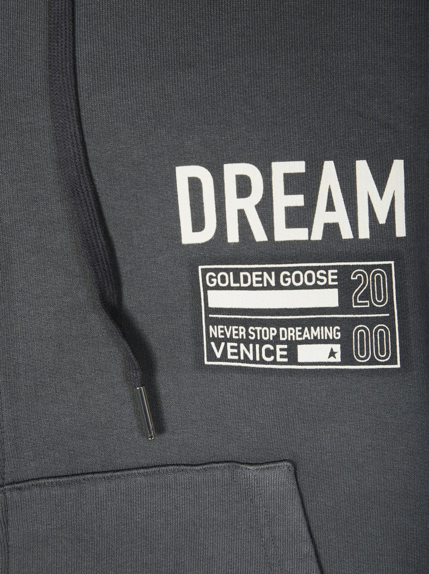 Golden Goose Hooded Sweatshirt With Logo Print And Oblique Pockets