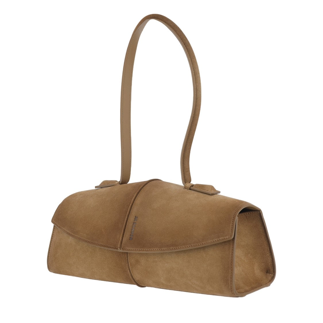 Jil Sander Elongated Rectangular Suede Leather Bag With Flap Closure
