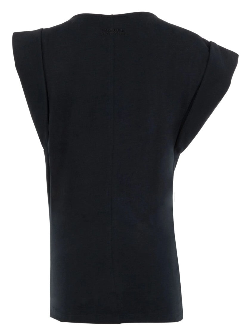 Isabel Marant Black Maisan Draped Cotton Top