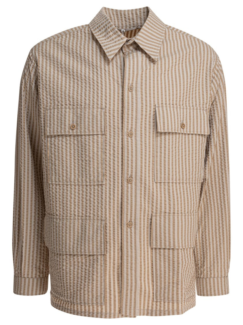 Kaptain Sunshine Silk-Linen Blend Jacket With Vertical Stripes