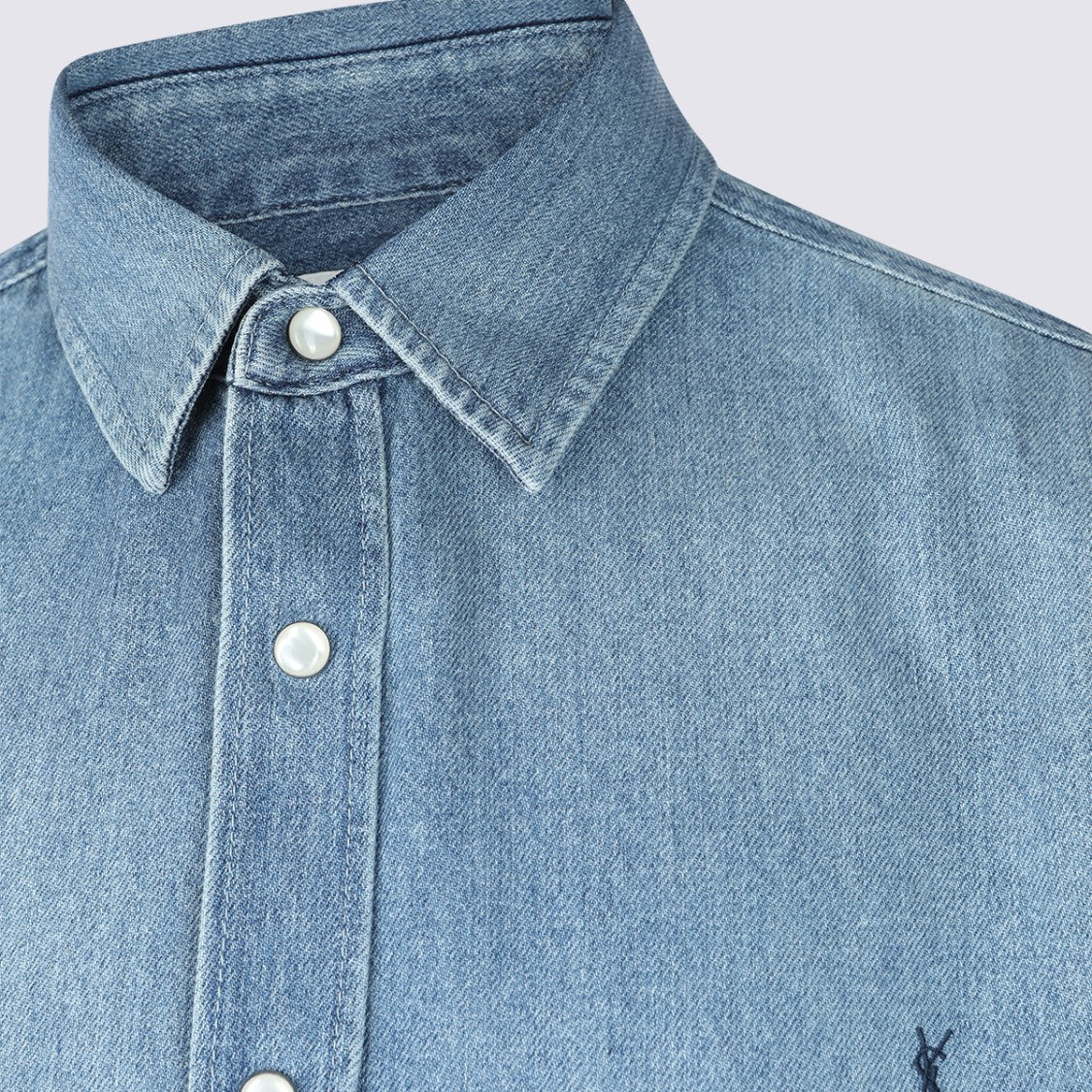 Saint Laurent Long-Sleeve Denim Shirt With Classic Collar