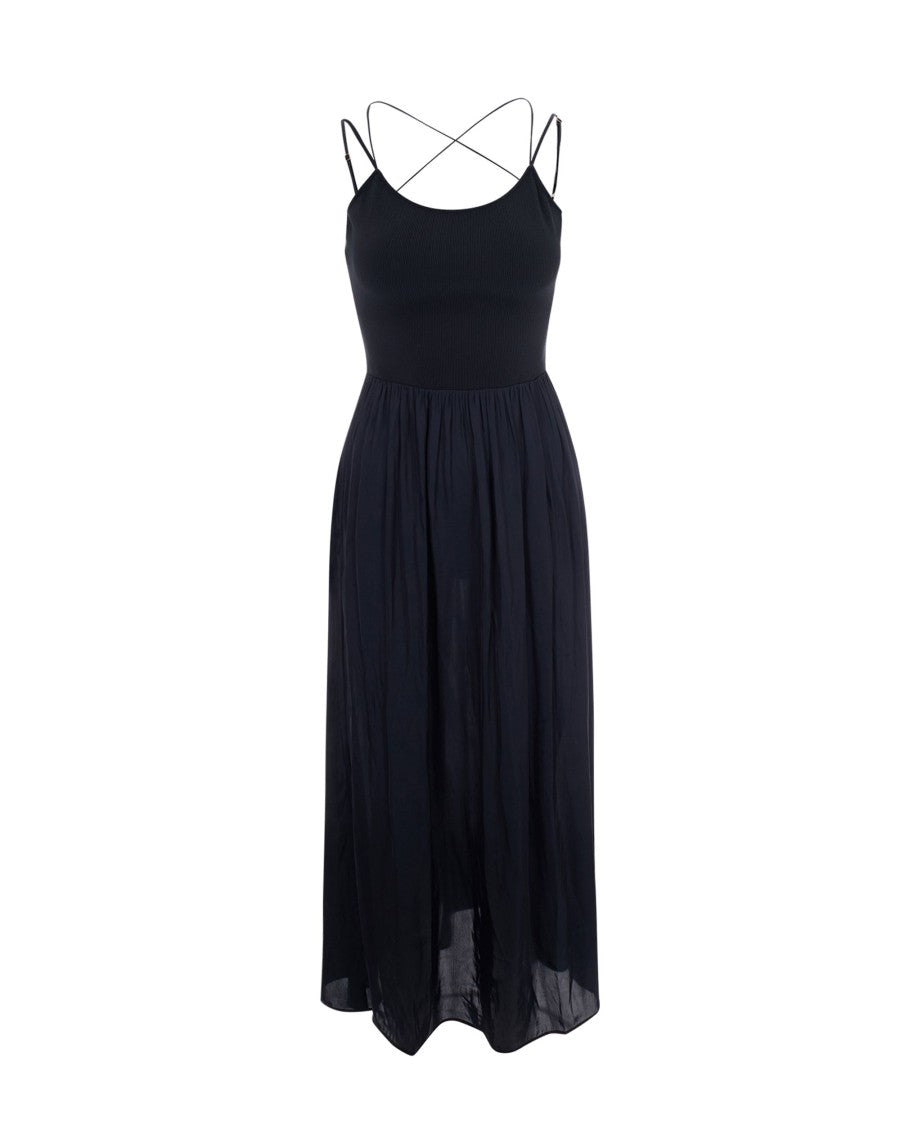 Sessùn Long Dress With Ballerina Straps And Fluid Satin Skirt