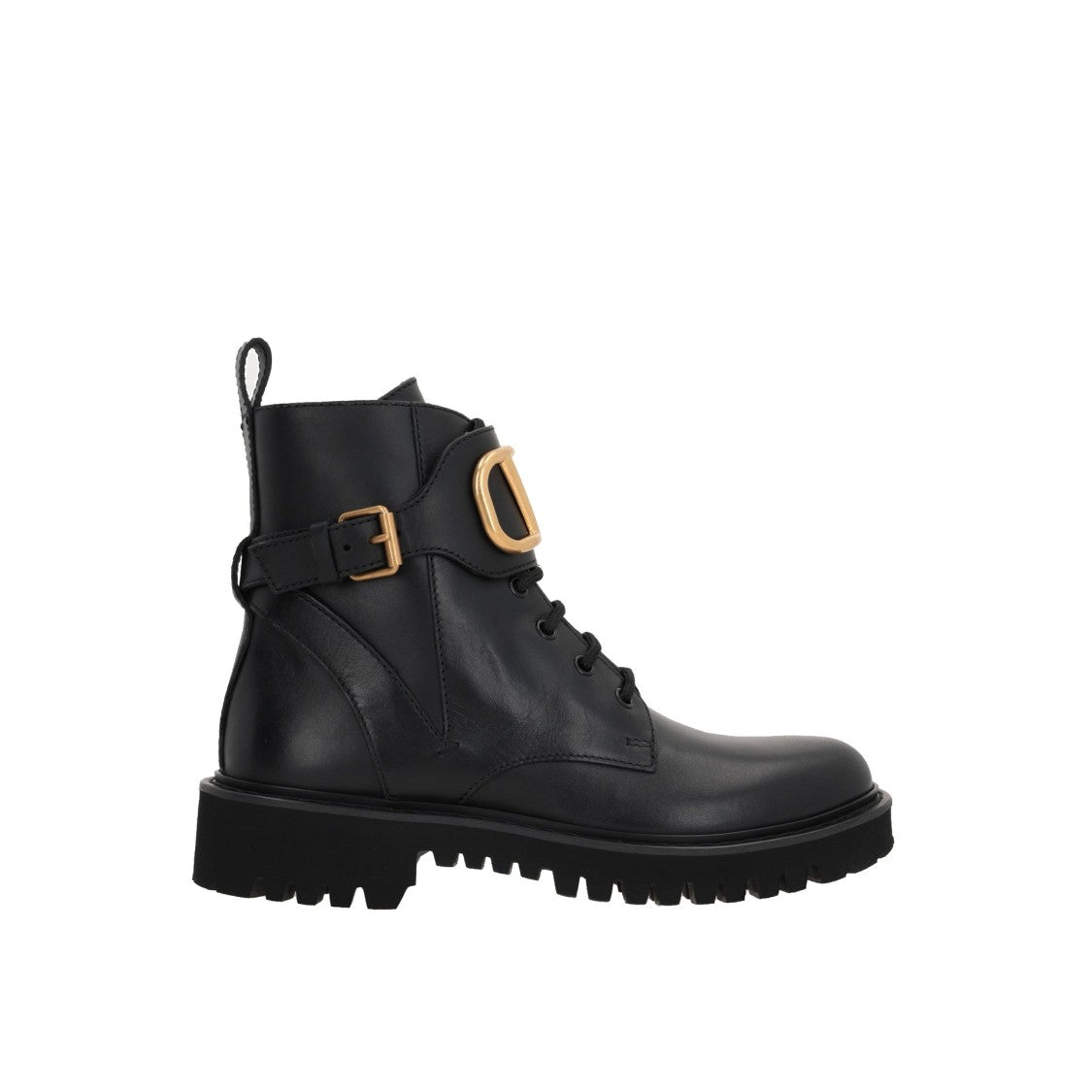 Valentino Garavani Black Calf Leather Vlogo Ankle Boots