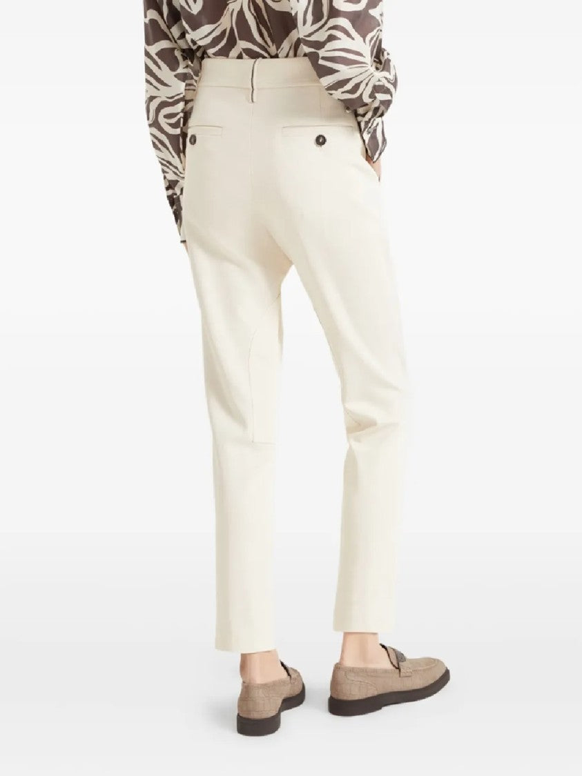 Brunello Cucinelli Tailored White Trousers With High Waist