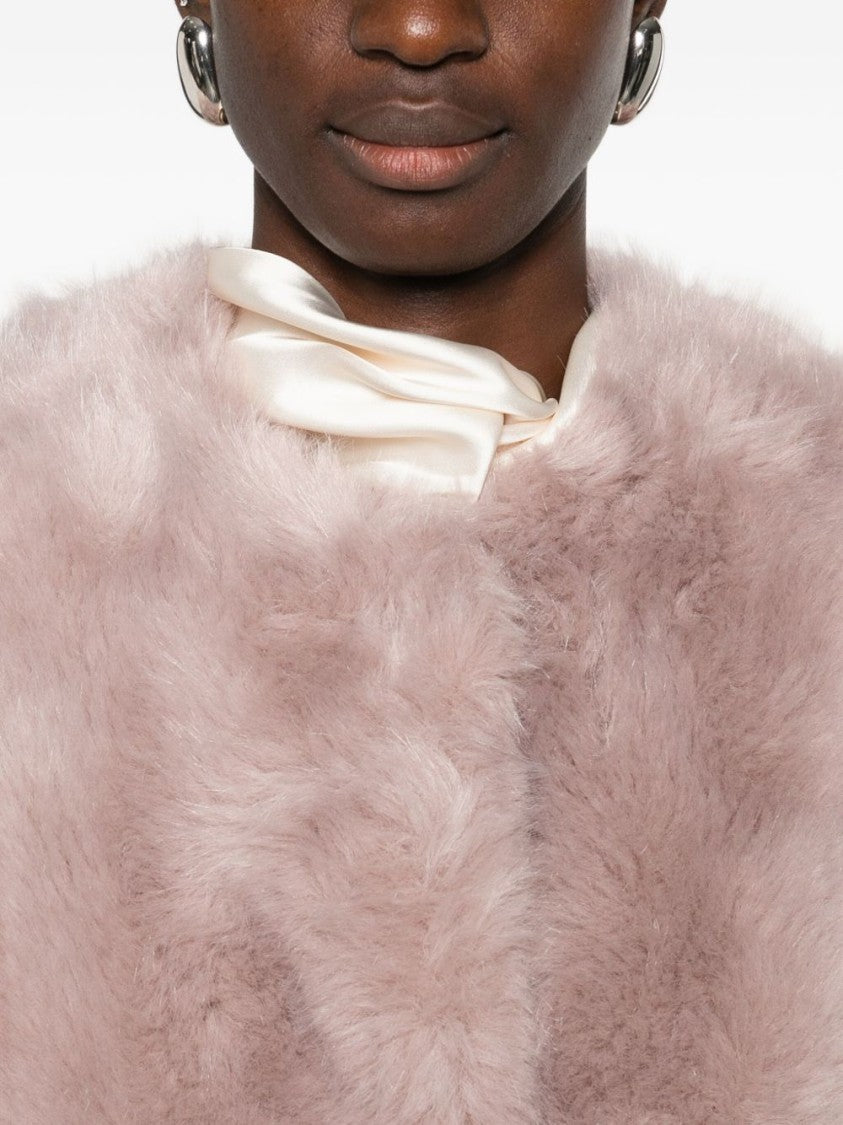 Stand Studio Cropped Faux Fur Jacket With Boxy Silhouette