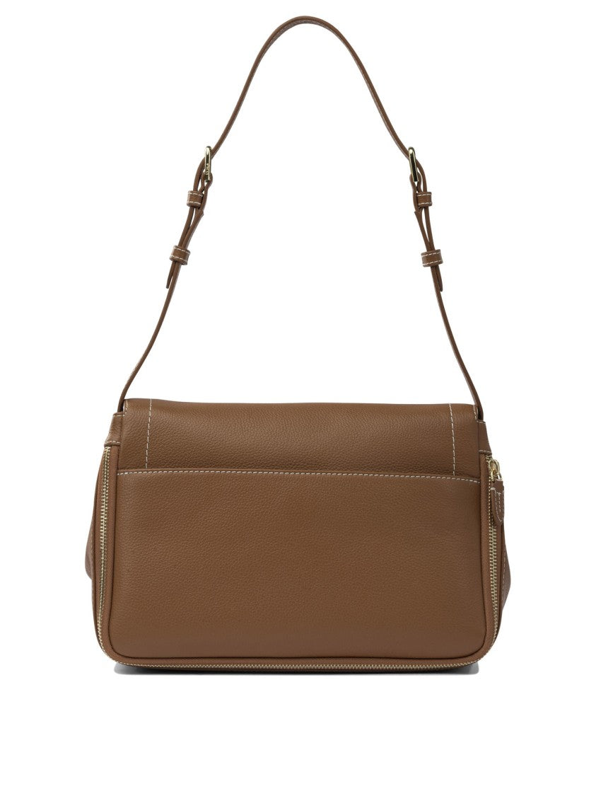 Le Tanneur Textured Leather Crossbody Bag With Flap Closure