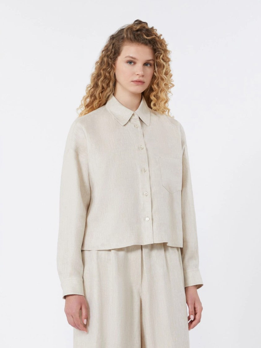 Max Mara Long-Sleeved Neutrals Shirt With Classic Collar