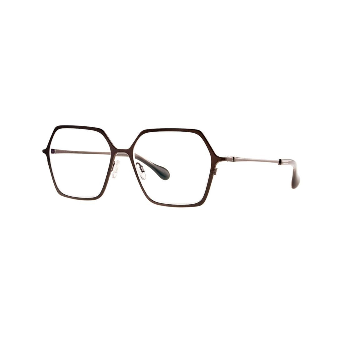 Theo Bromine 367 Citrus Black Hexagonal Frame Metal Sunglasses With Curved Temples