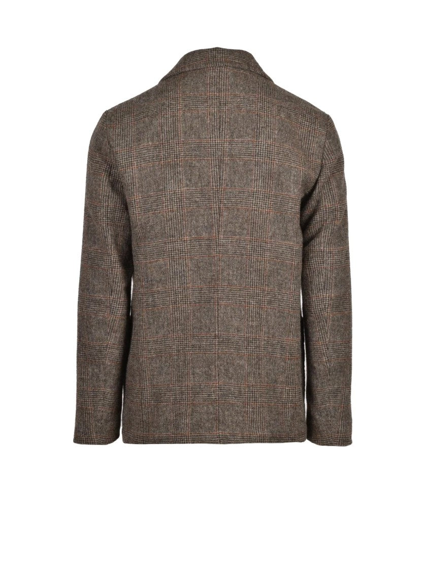 Aspesi Brown Check Pattern Virgin Wool Isaac Blazer