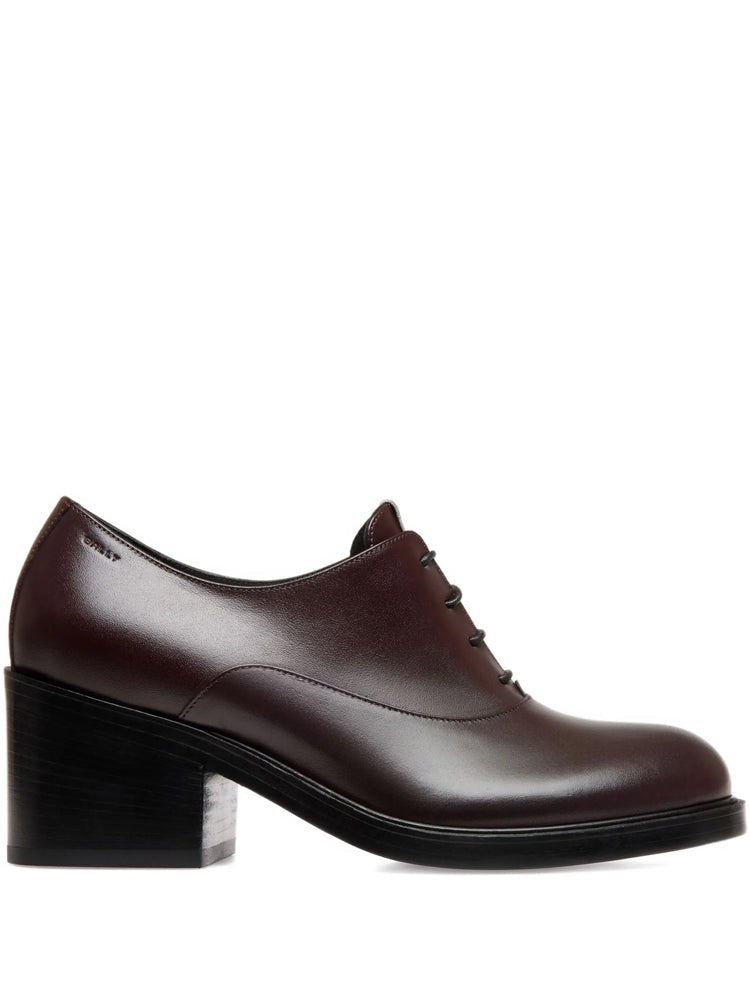 Bally Brown Polished Leather Lace-Up Loafers