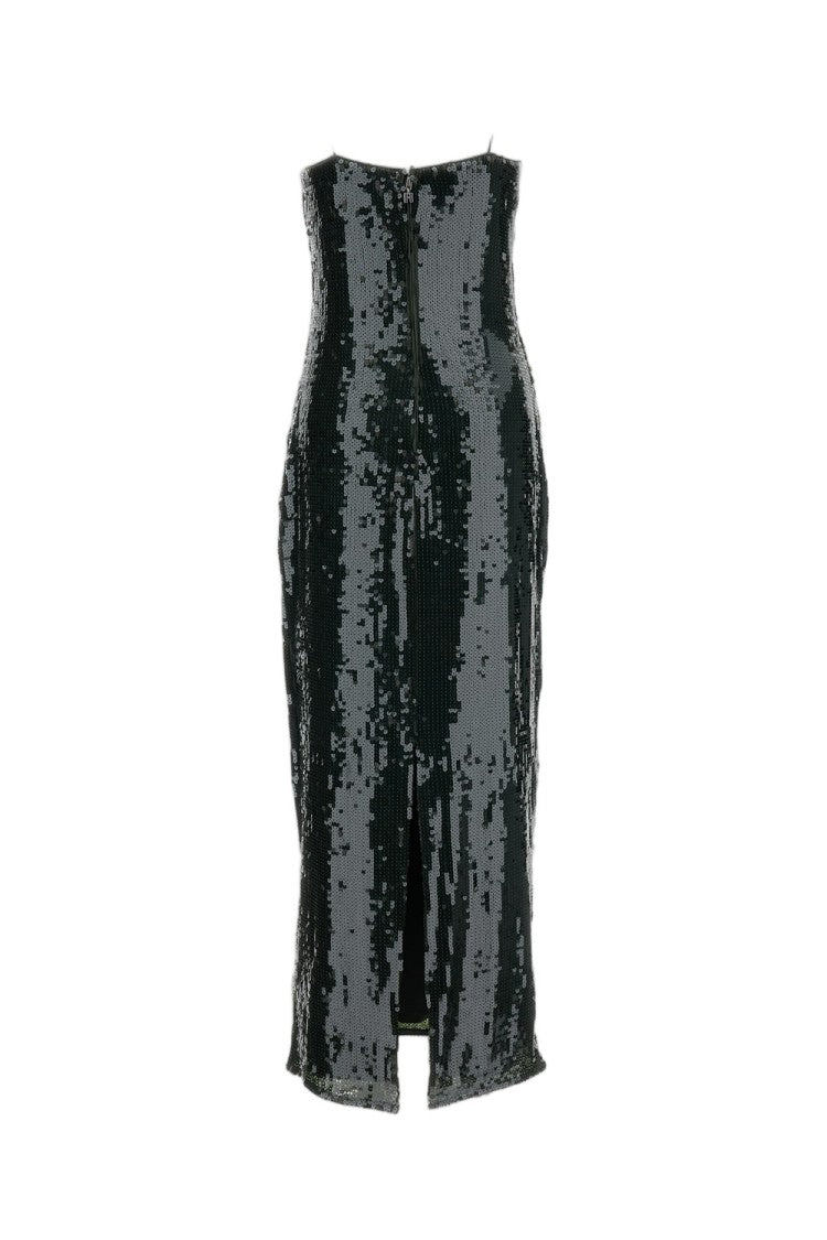 Rotate Black Olive Sequined Stretch Dress
