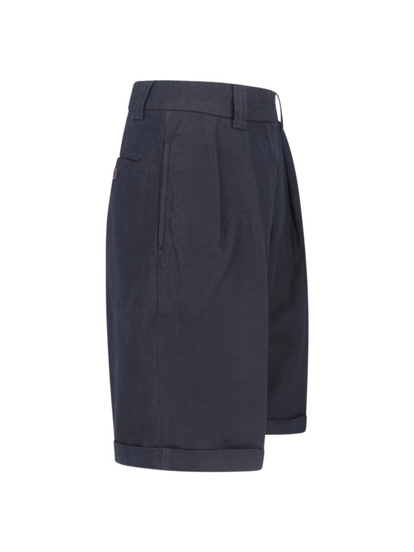 Aspesi Navy Cotton Linen Shorts