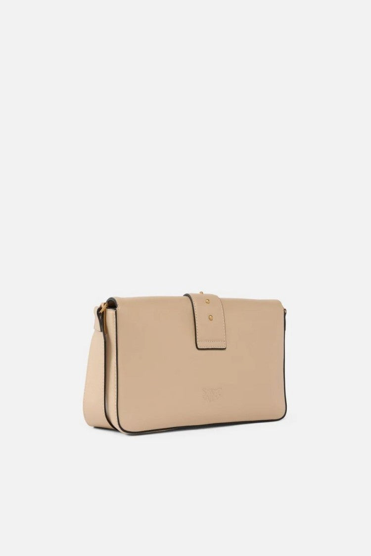 Pinko Structured Leather Handbag With Gold-Tone Bird Embellishment