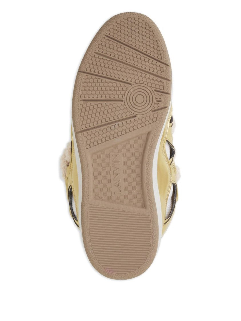 Lanvin Golden Silk And Nylon Lace Sneakers