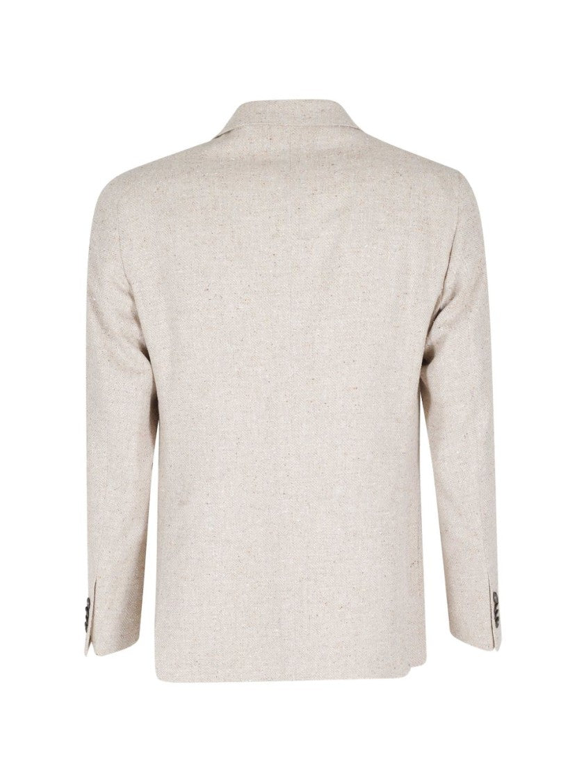 Tagliatore Tailored Beige Jacket With Notched Lapels And Button Fastening