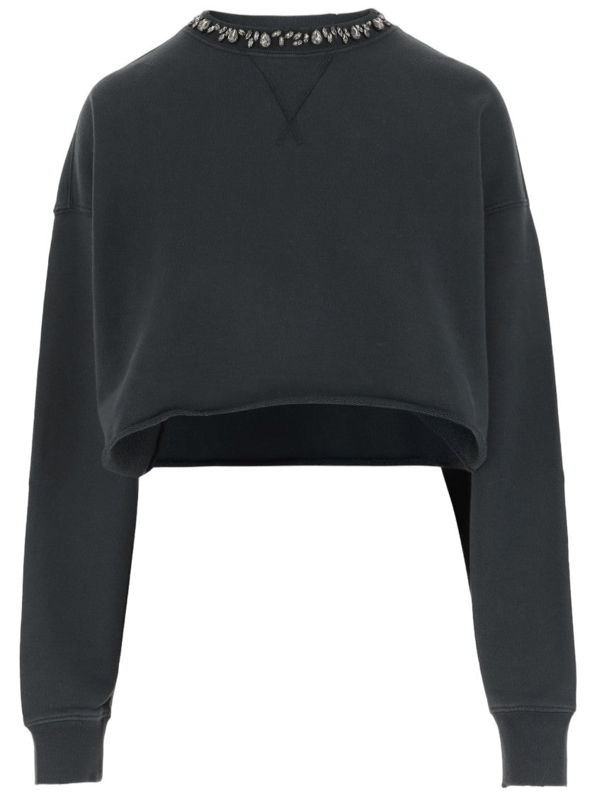 Golden Goose Short Cotton Sweatshirt With Crystal Embellishments