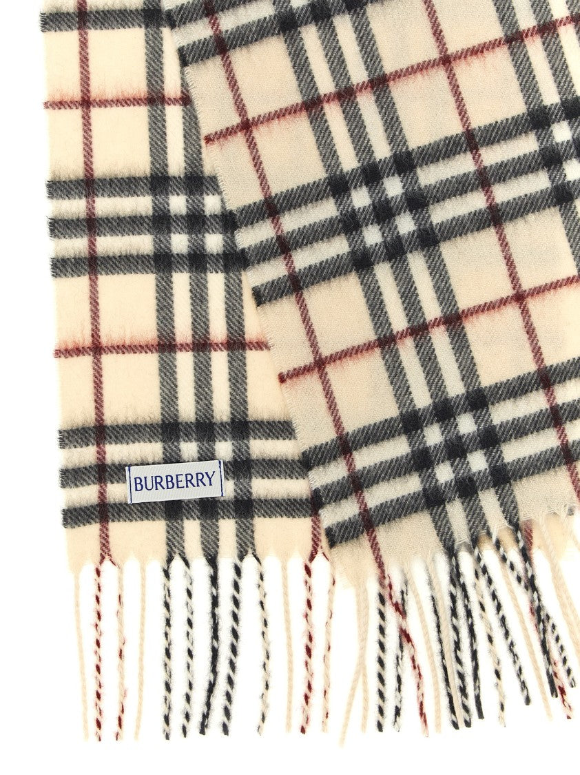 Burberry Fringed Cashmere Check Scarf