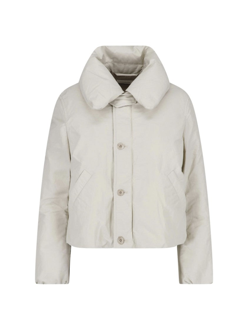 Lemaire Neutral High Padded Collar Cropped Jacket