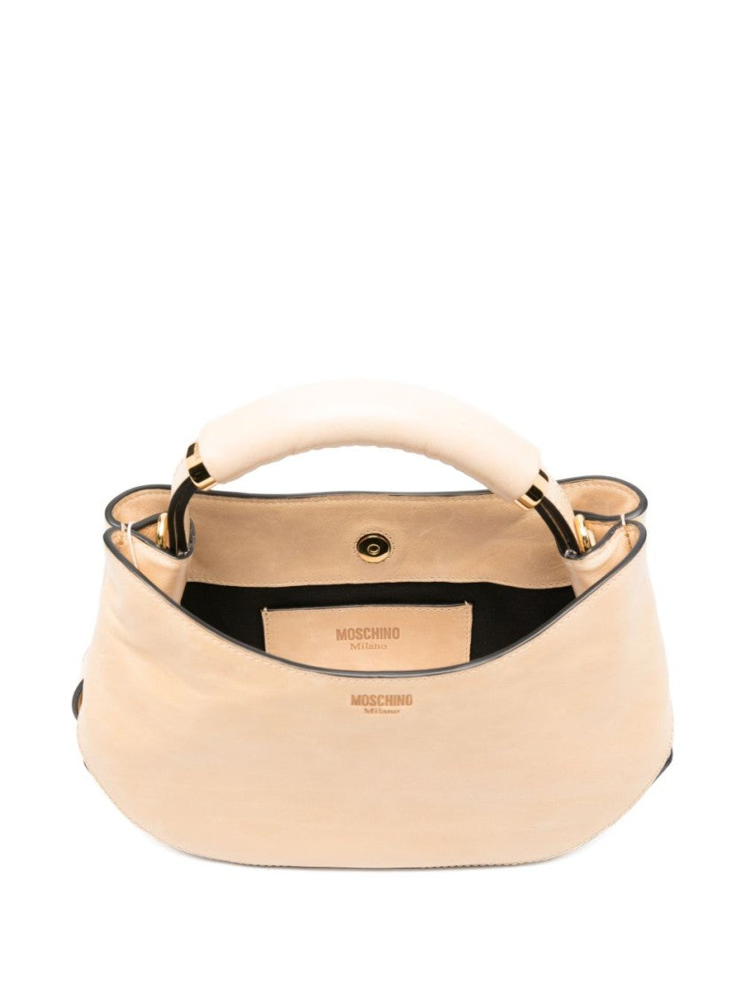 Moschino Crescent Shaped Structured Gold Accent Bag