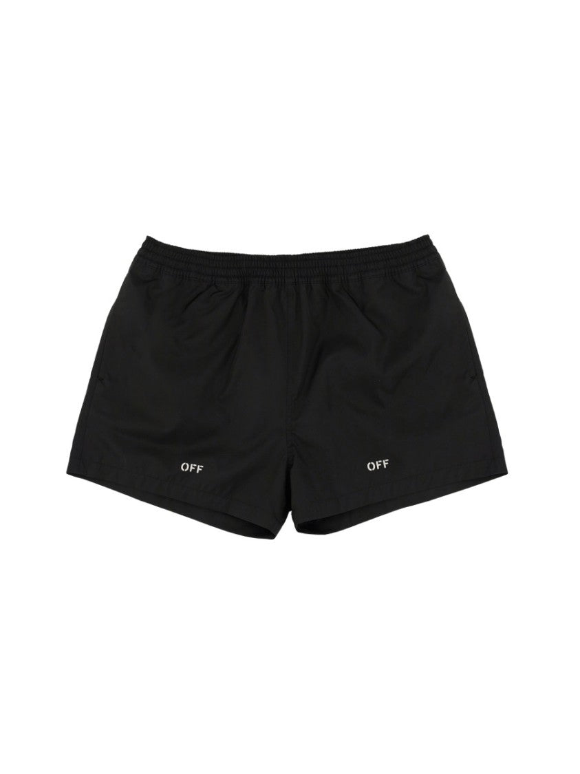 Off-White Classic Black Swimsuit With Logo Detailing