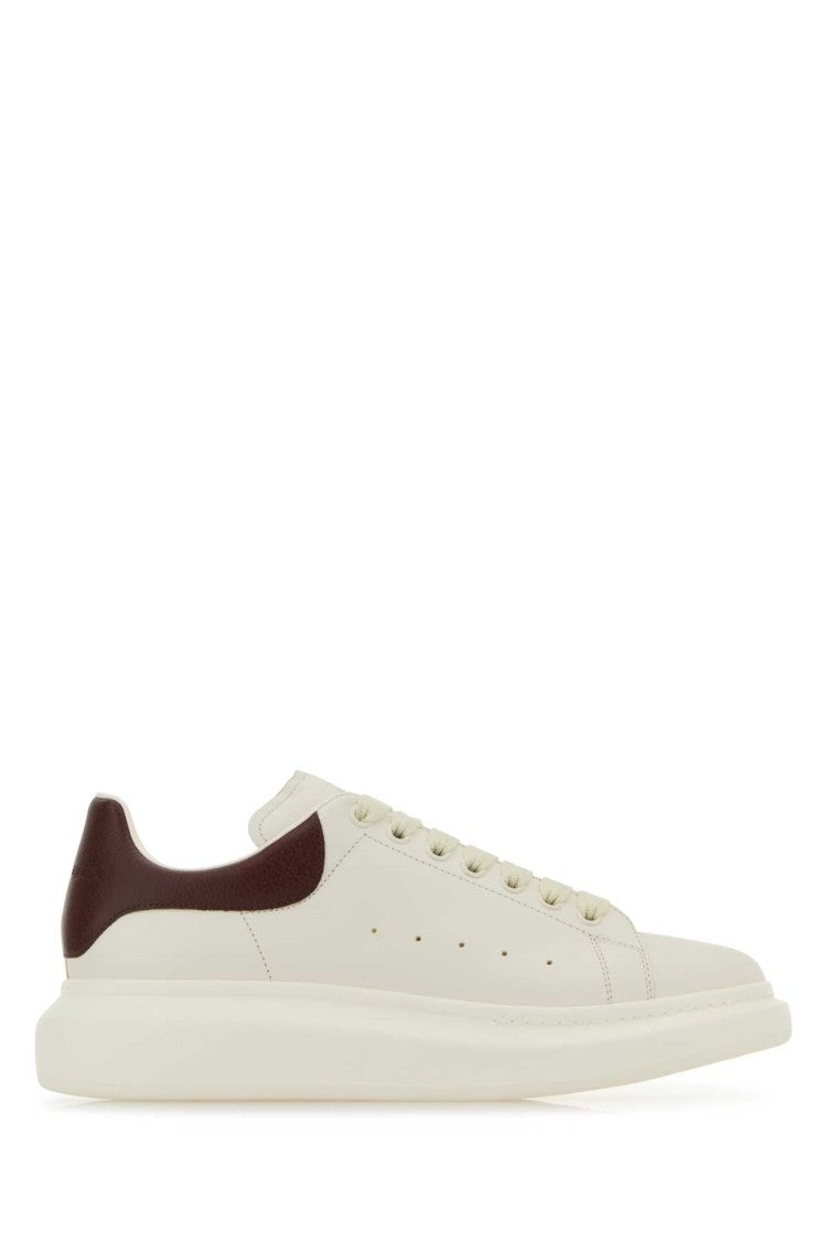 Alexander Mcqueen White Leather Sneakers With Burgundy Leather Heel