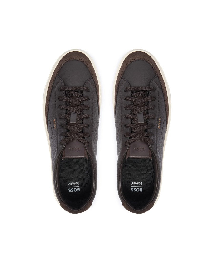 Boss Smooth Leather Lace-Up Sneakers