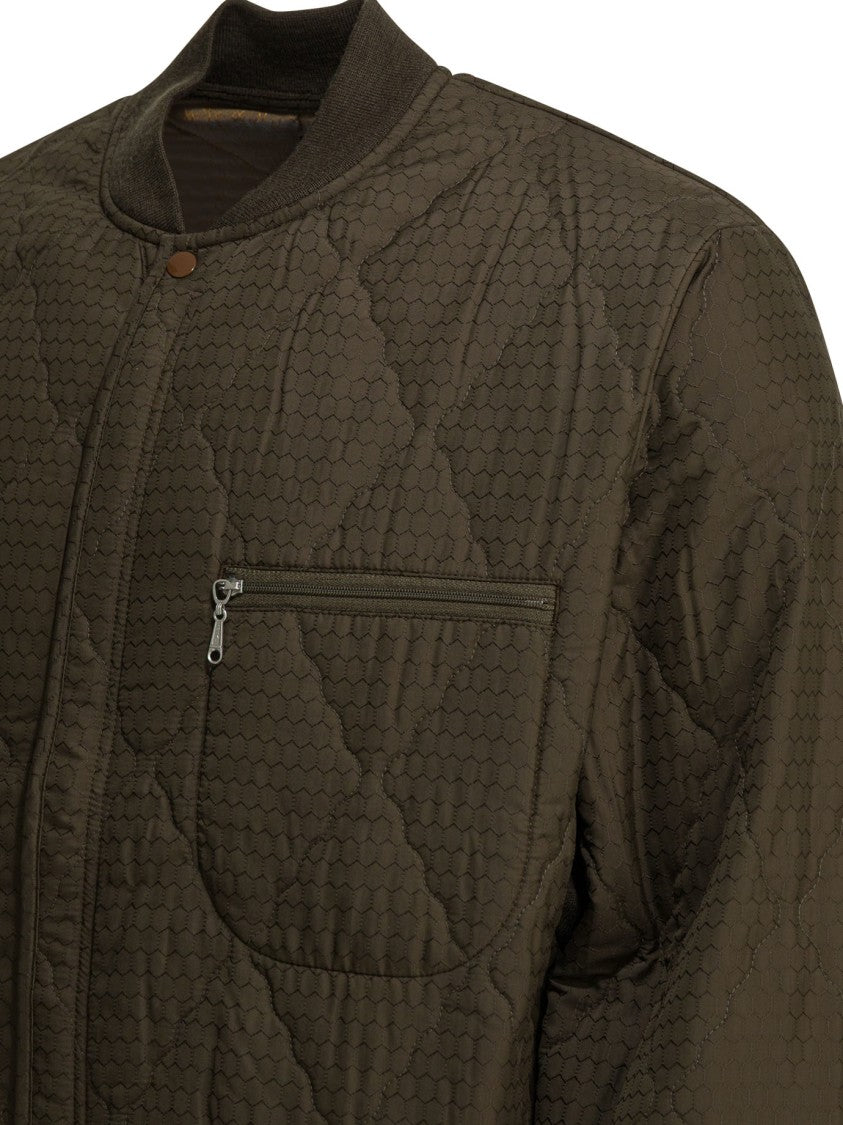 Beams Plus Quilted Utility Jacket With Ribbed Details In Green