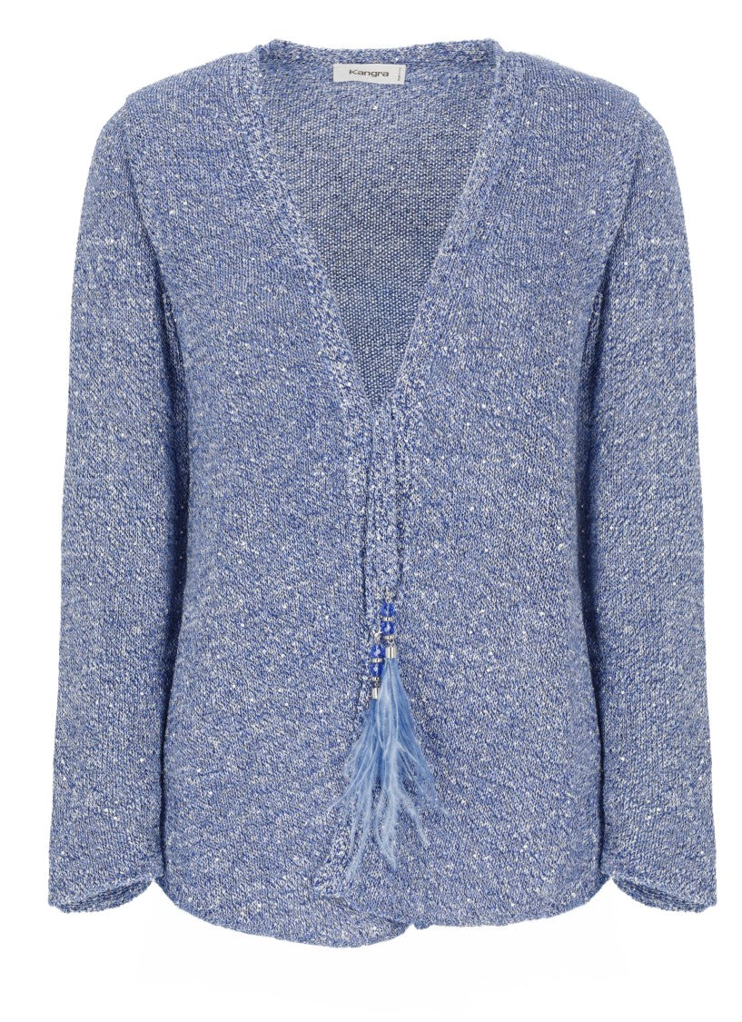 Kangra Cashmere Cotton Blend Cardigan With Sequined Pattern