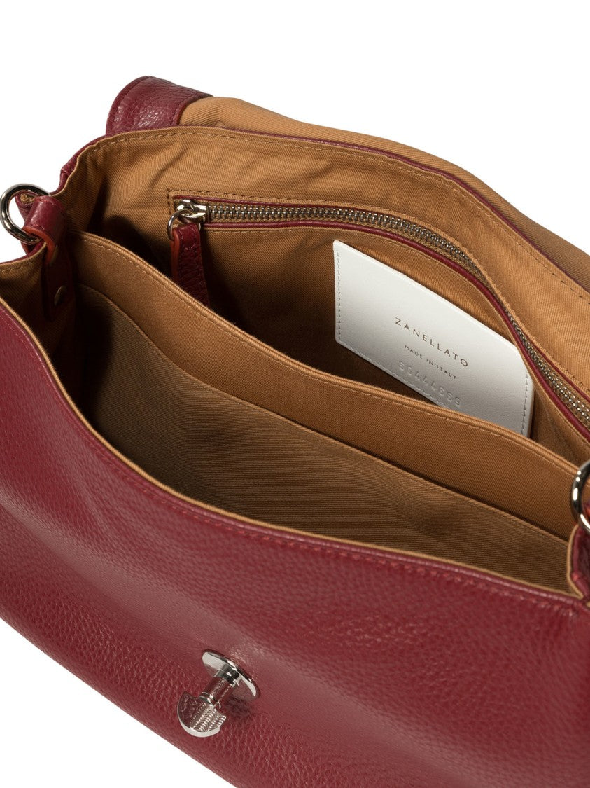 Zanellato Textured Leather Handbag With Dual Silver-Tone Lock Closure