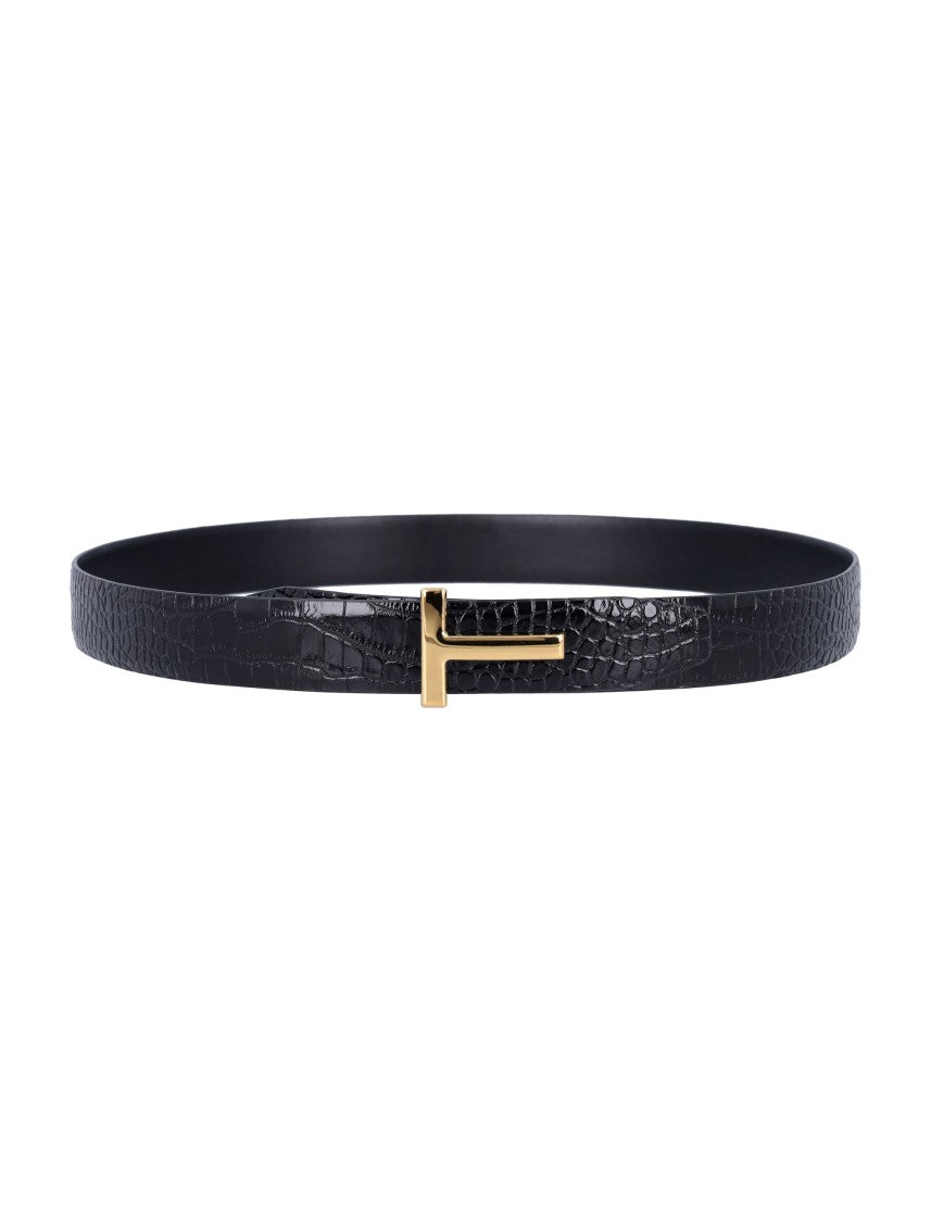 Tom Ford T 30 Belt Crocco T Gold