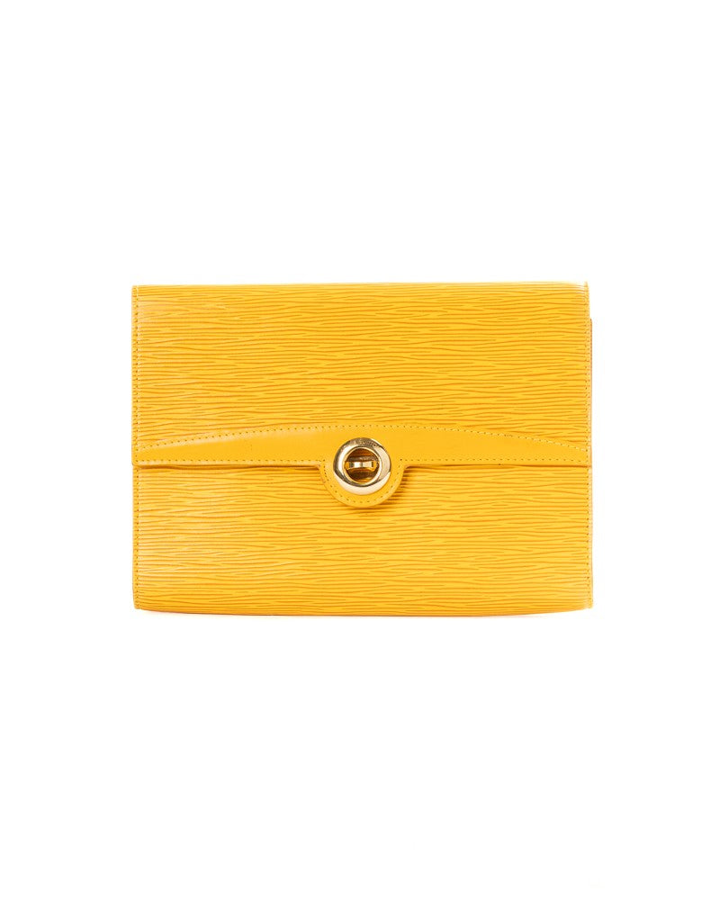 Louis Vuitton Compact Rectangular Clutch In Textured Yellow Epi Leather